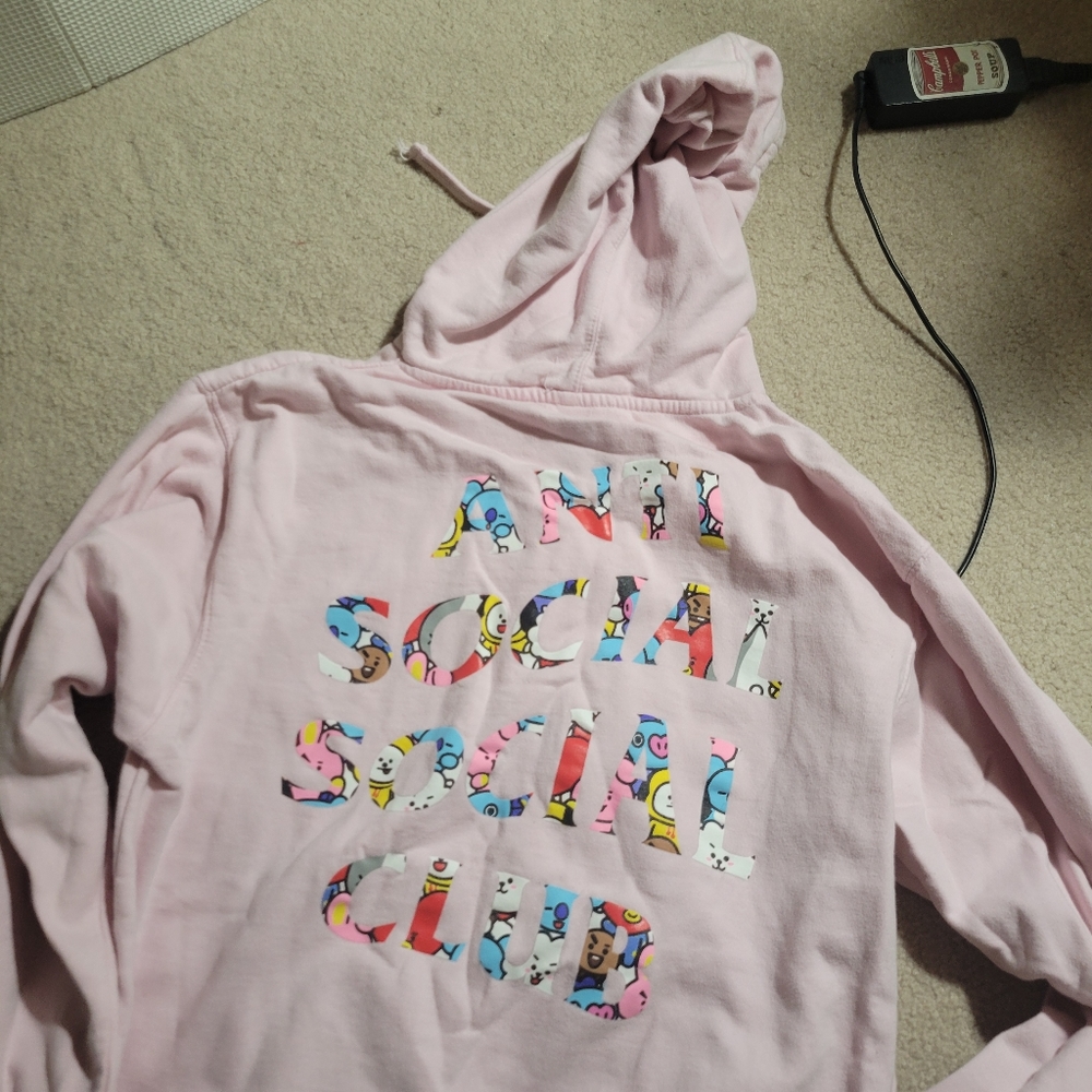 OFFICIAL bts × antisocial social club pink hoodie